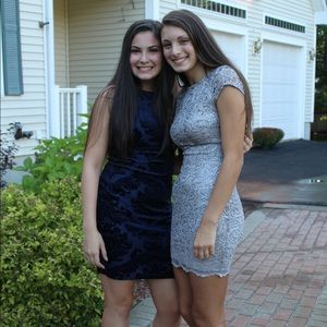 navy blue mid length homecoming dress!!